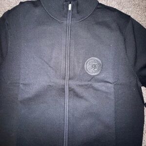 CHANEL Black Uniform Zip-Up Sweater